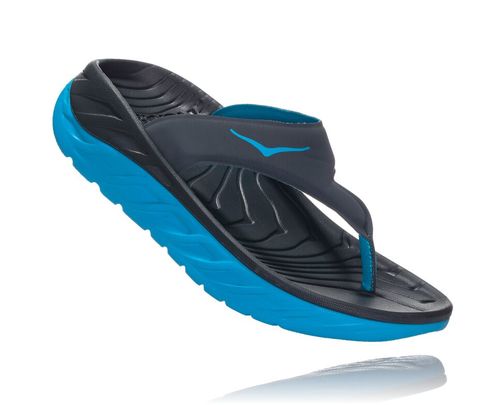 Hoka One One Dame Ora Recovery Flip Recovery Sandalerer Ebony/Dresden Blå Norge-51ZUL